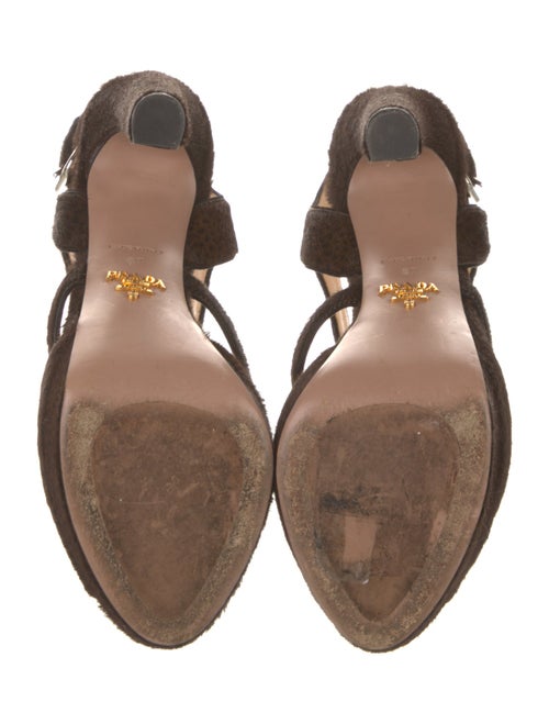 Prada Suede Fur Trim Slingback Sandals