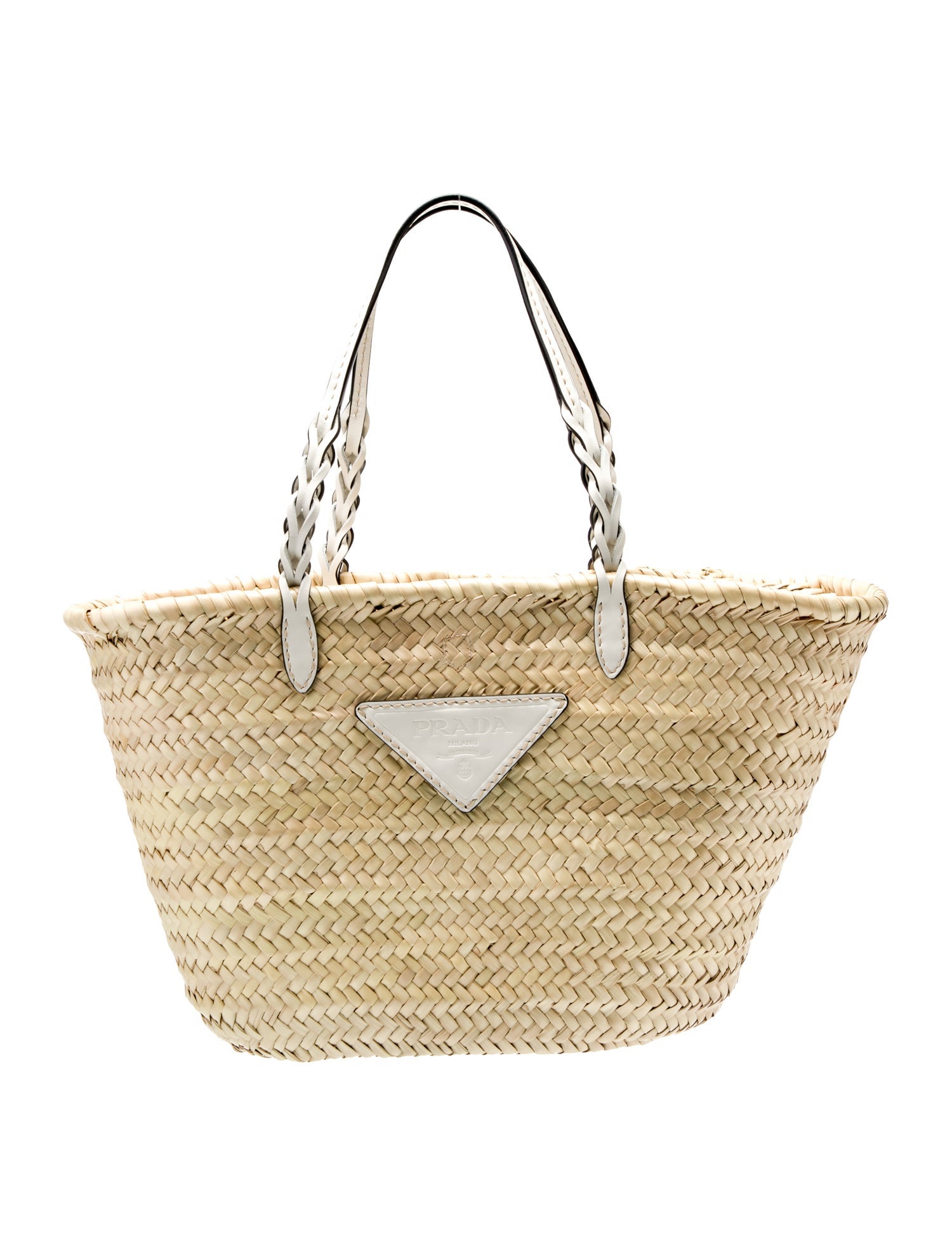 Prada Straw Vitello-Trimmed Palmito Shopping Bag 2023 w/ Tags