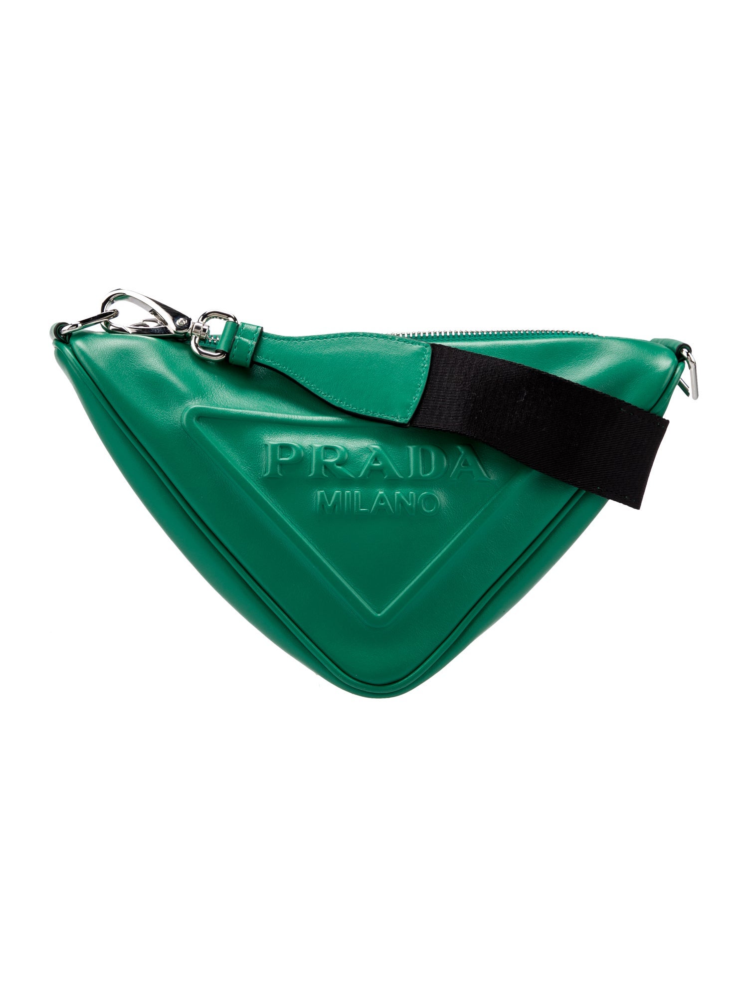 Prada Enameled Metal Triangle Triangle