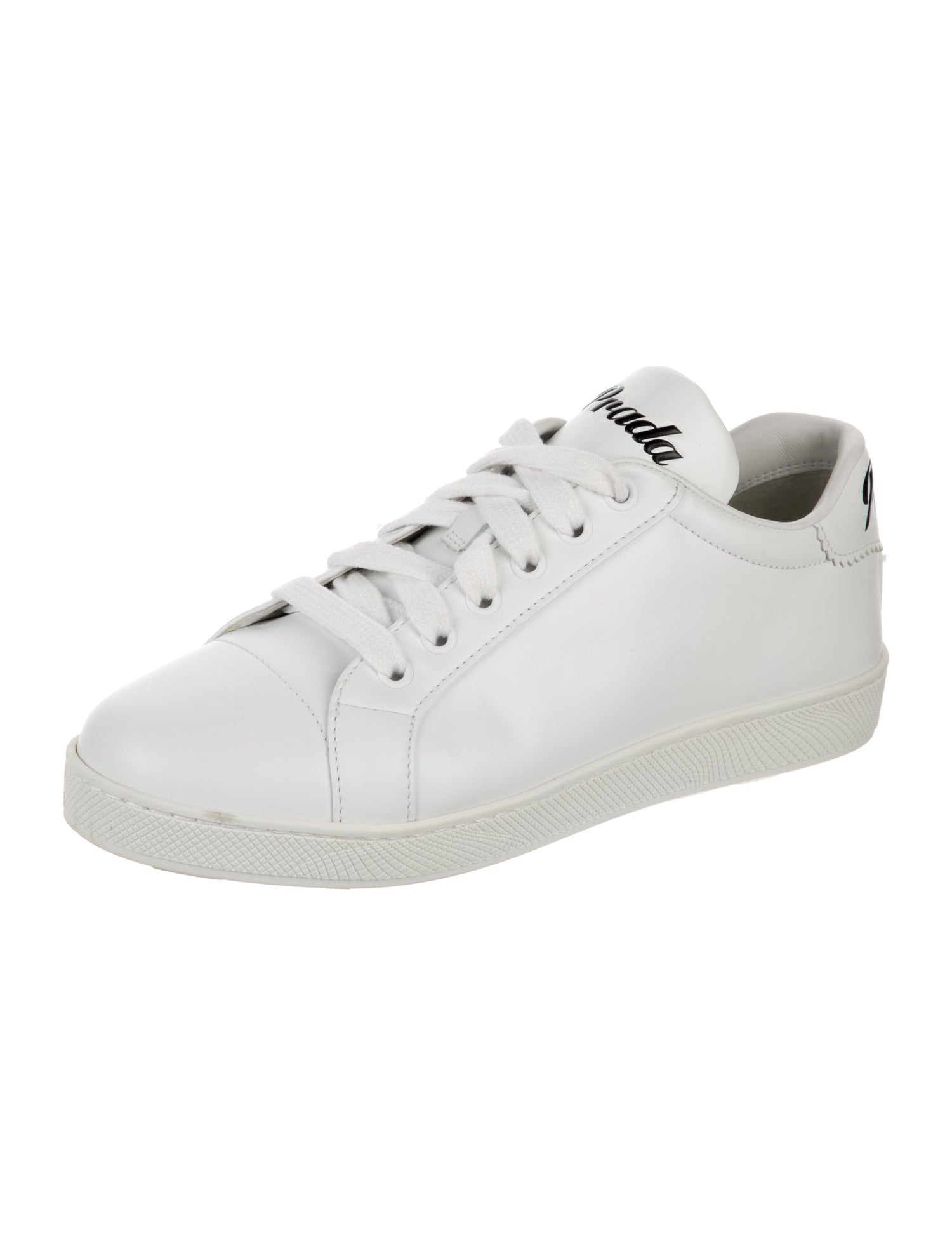Prada Signature Logo Leather Sneakers