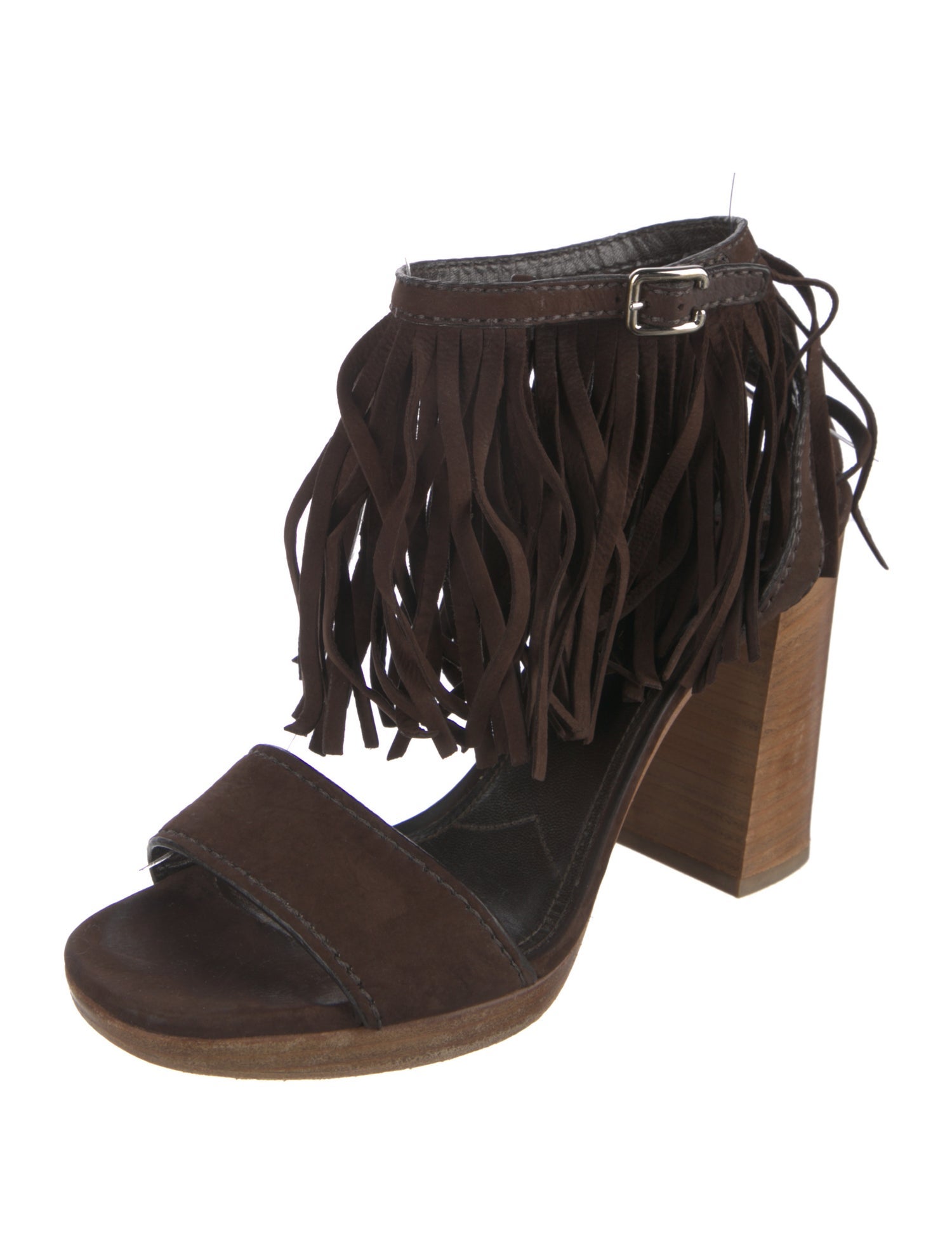 Prada Suede Fringe Trim Accent Sandals