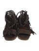 Prada Suede Fringe Trim Accent Sandals