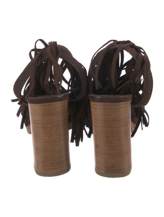Prada Suede Fringe Trim Accent Sandals