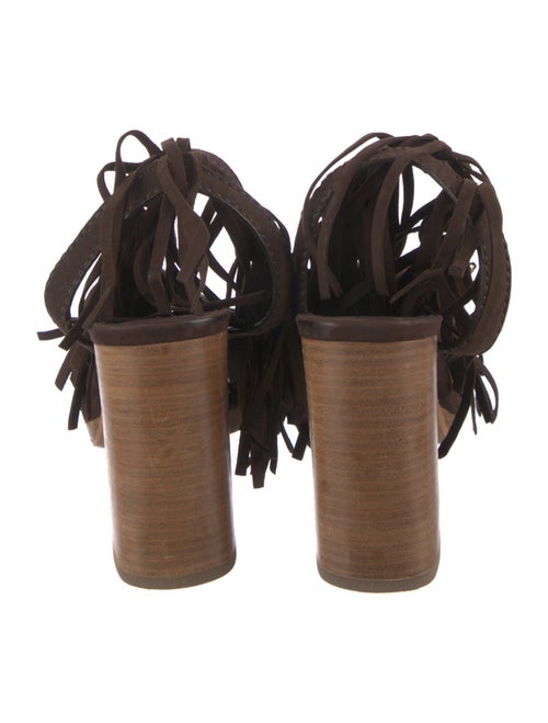 Prada Suede Fringe Trim Accent Sandals
