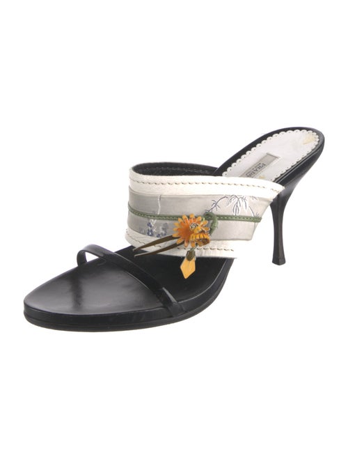 Prada Leather Colorblock Pattern Slides