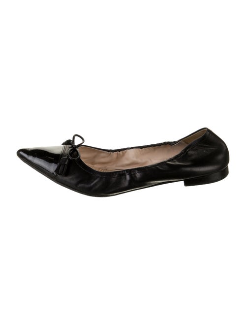 Prada Leather Bow Accents Ballet Flats