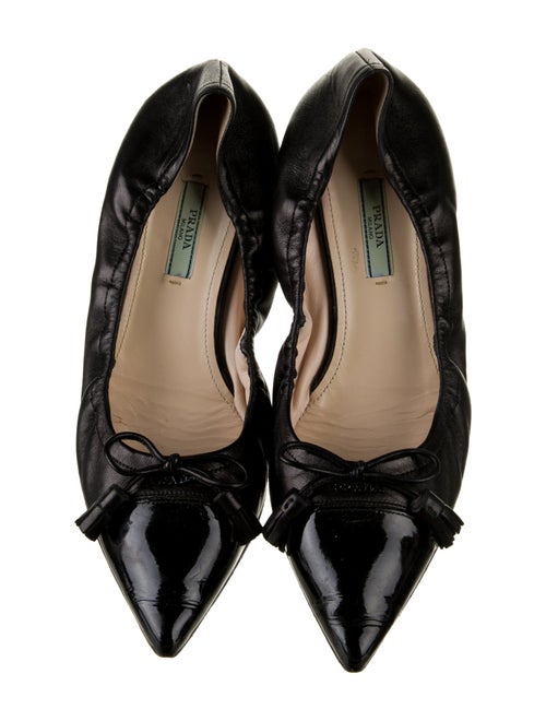 Prada Leather Bow Accents Ballet Flats