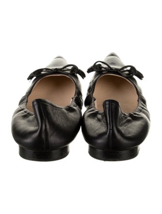 Prada Leather Bow Accents Ballet Flats