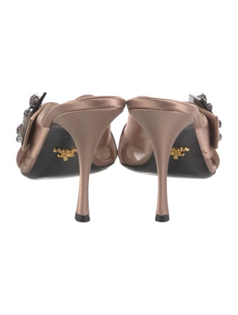 Prada Satin Crystal Embellishments Slides