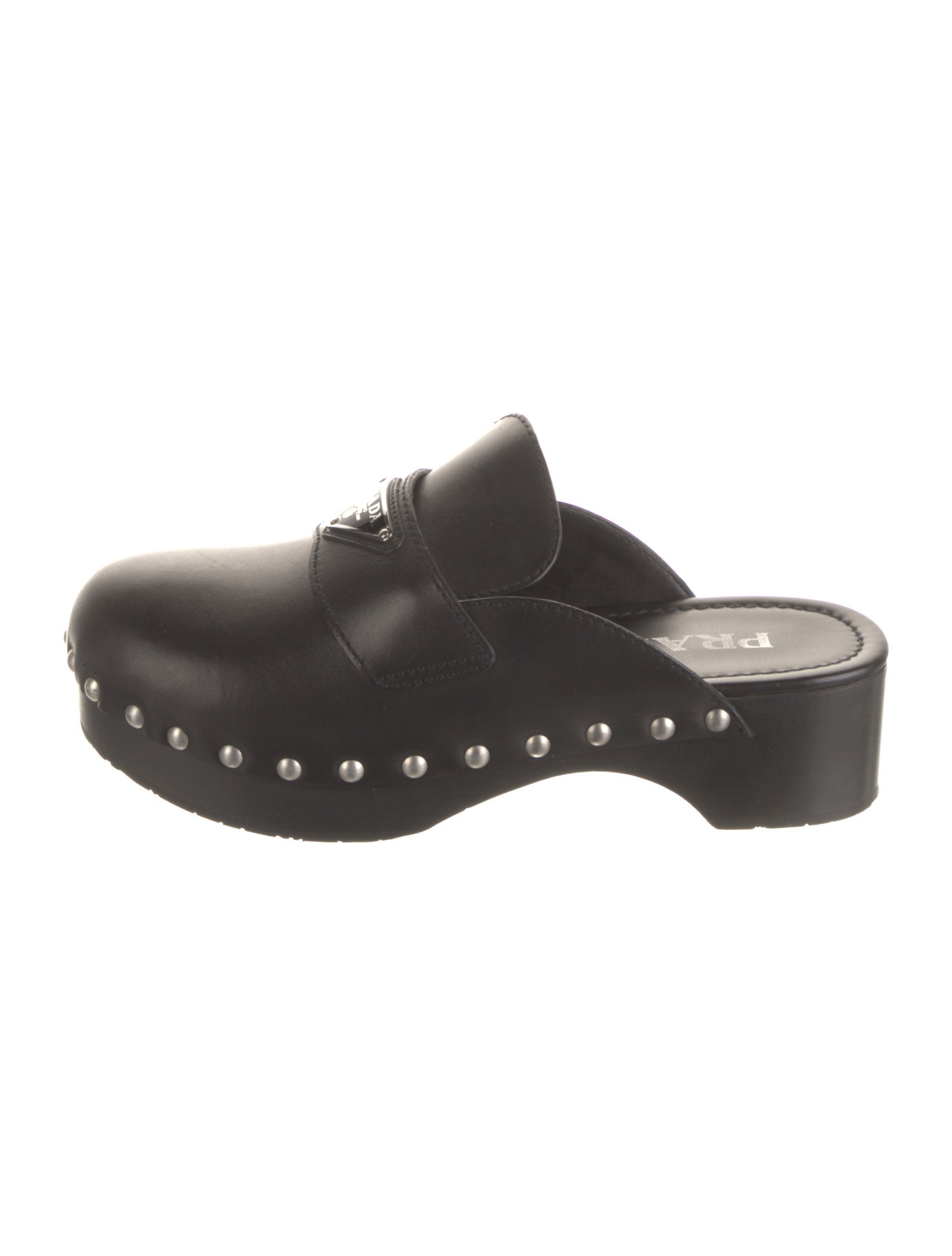 Prada Leather Studded Accents Mules