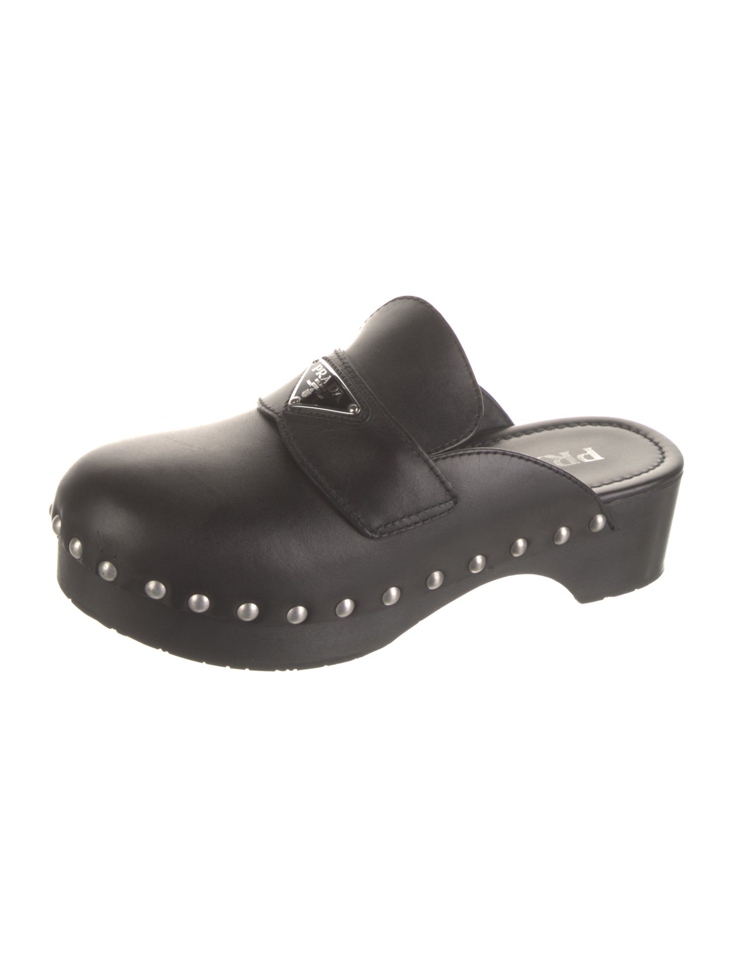 Prada Leather Studded Accents Mules