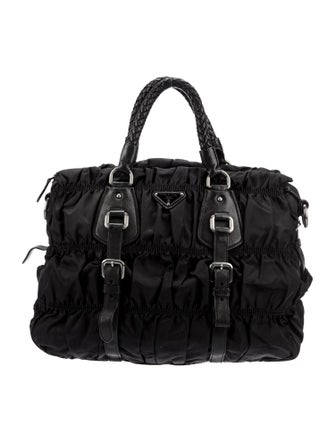 Prada Enameled Metal Triangle Top Handle Bag