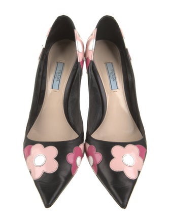 Prada Leather Floral Print Pumps