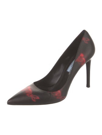 Prada Leather Graphic Print Pumps
