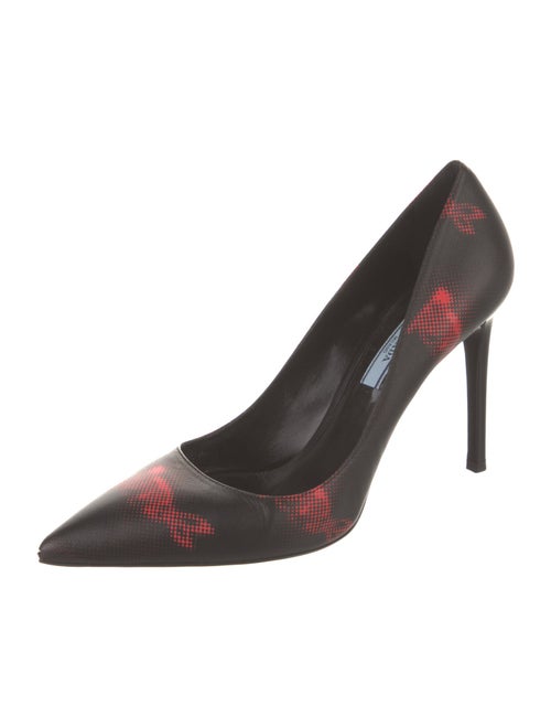 Prada Leather Graphic Print Pumps