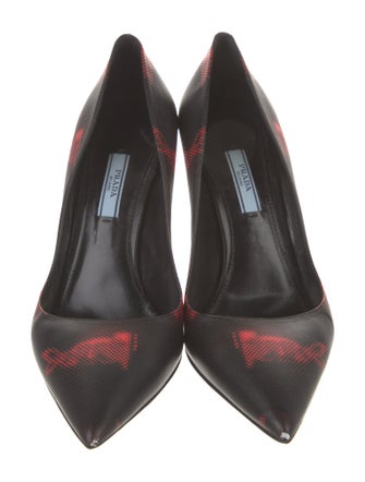 Prada Leather Graphic Print Pumps