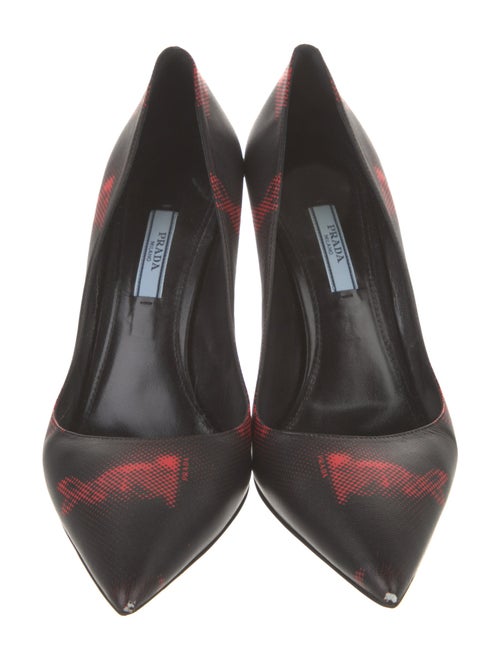 Prada Leather Graphic Print Pumps
