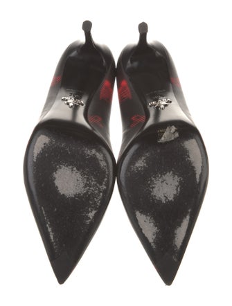 Prada Leather Graphic Print Pumps