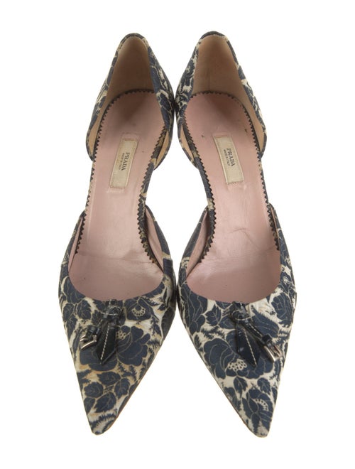 Prada Canvas Printed D'Orsay Pumps
