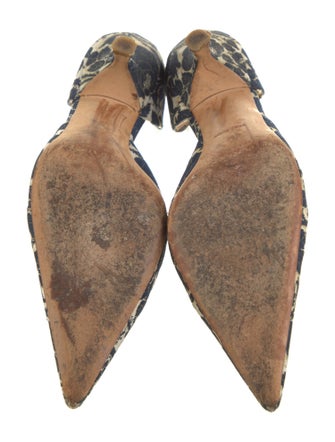 Prada Canvas Printed D'Orsay Pumps