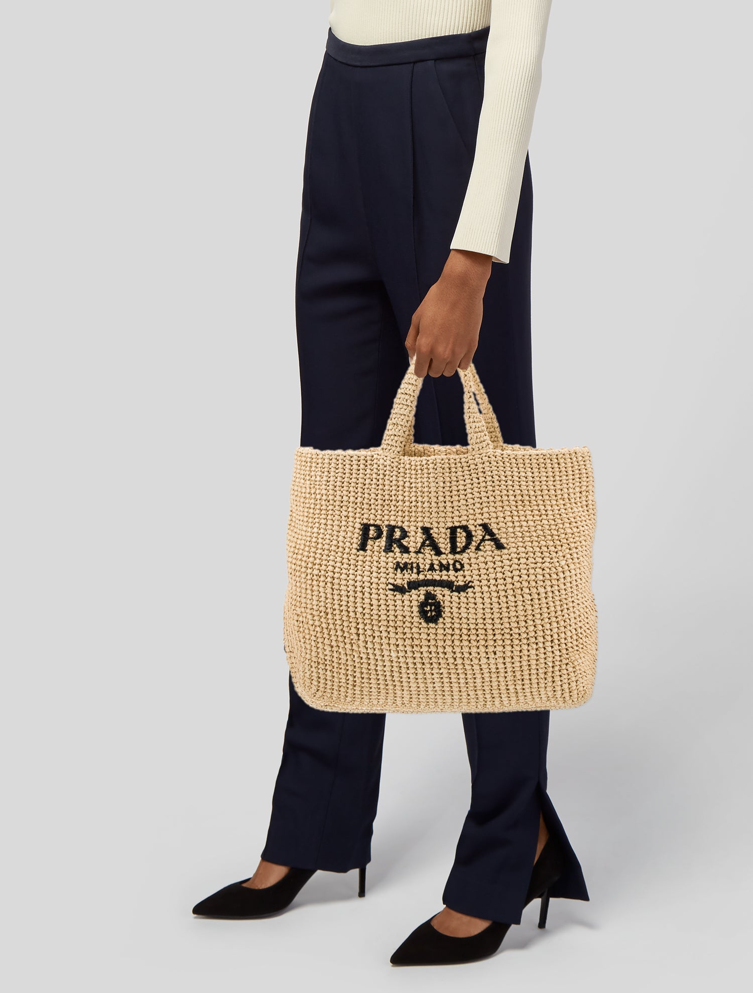 Prada Enameled Metal Triangle Tote