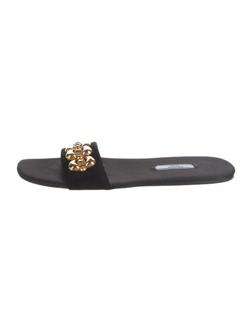 Prada Velvet Crystal Embellishments Slides