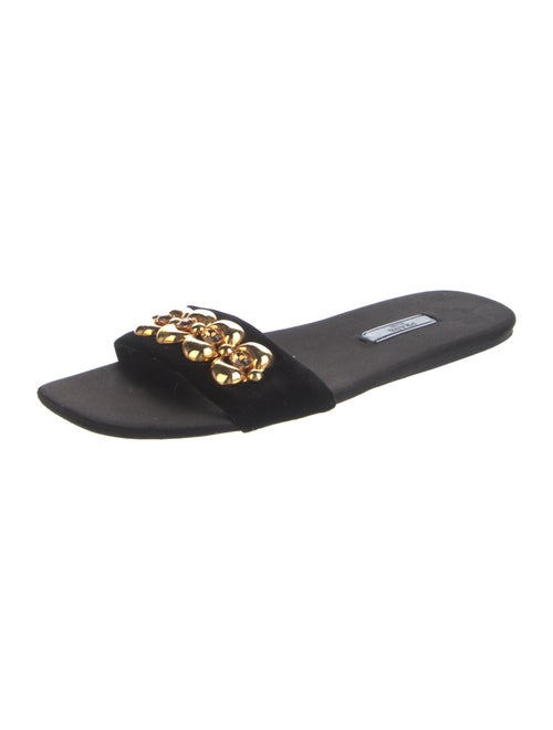 Prada Velvet Crystal Embellishments Slides