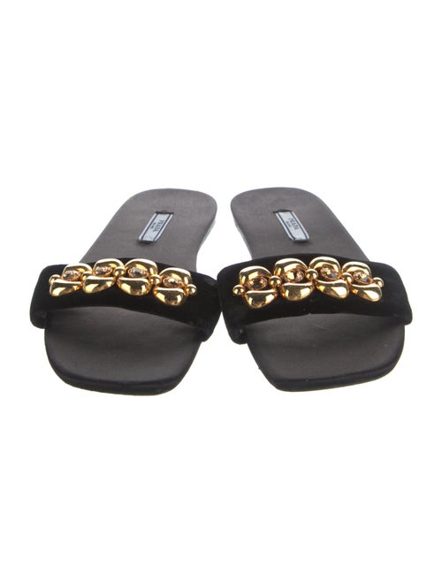 Prada Velvet Crystal Embellishments Slides