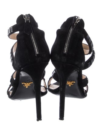 Prada Suede Studded Accents Sandals