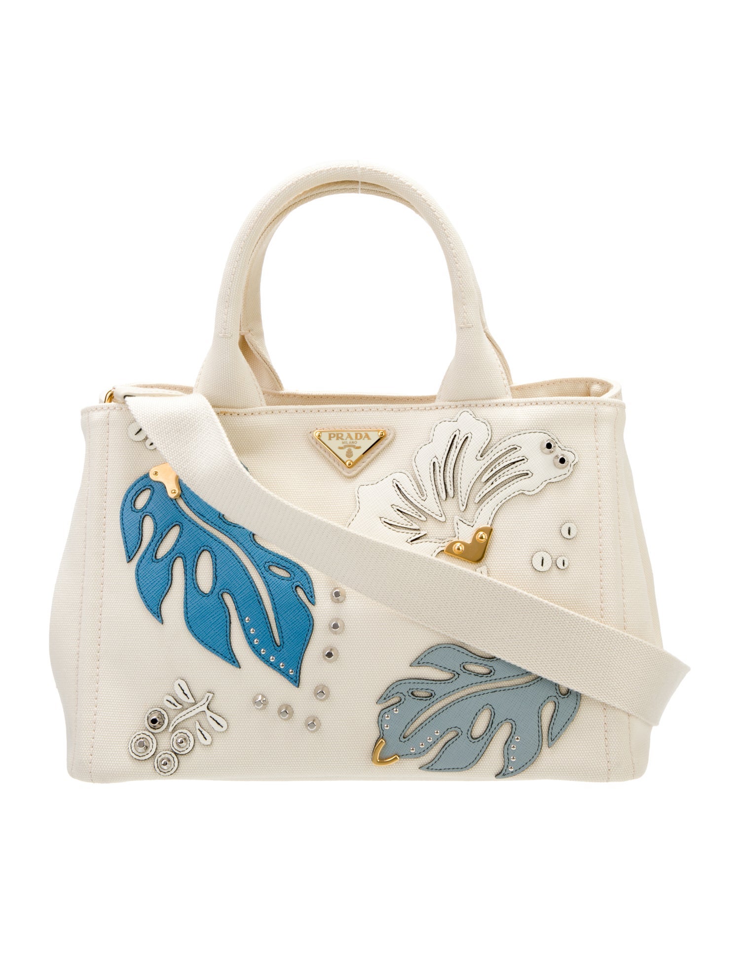 Prada Enameled Metal Triangle Canapa 2 Way