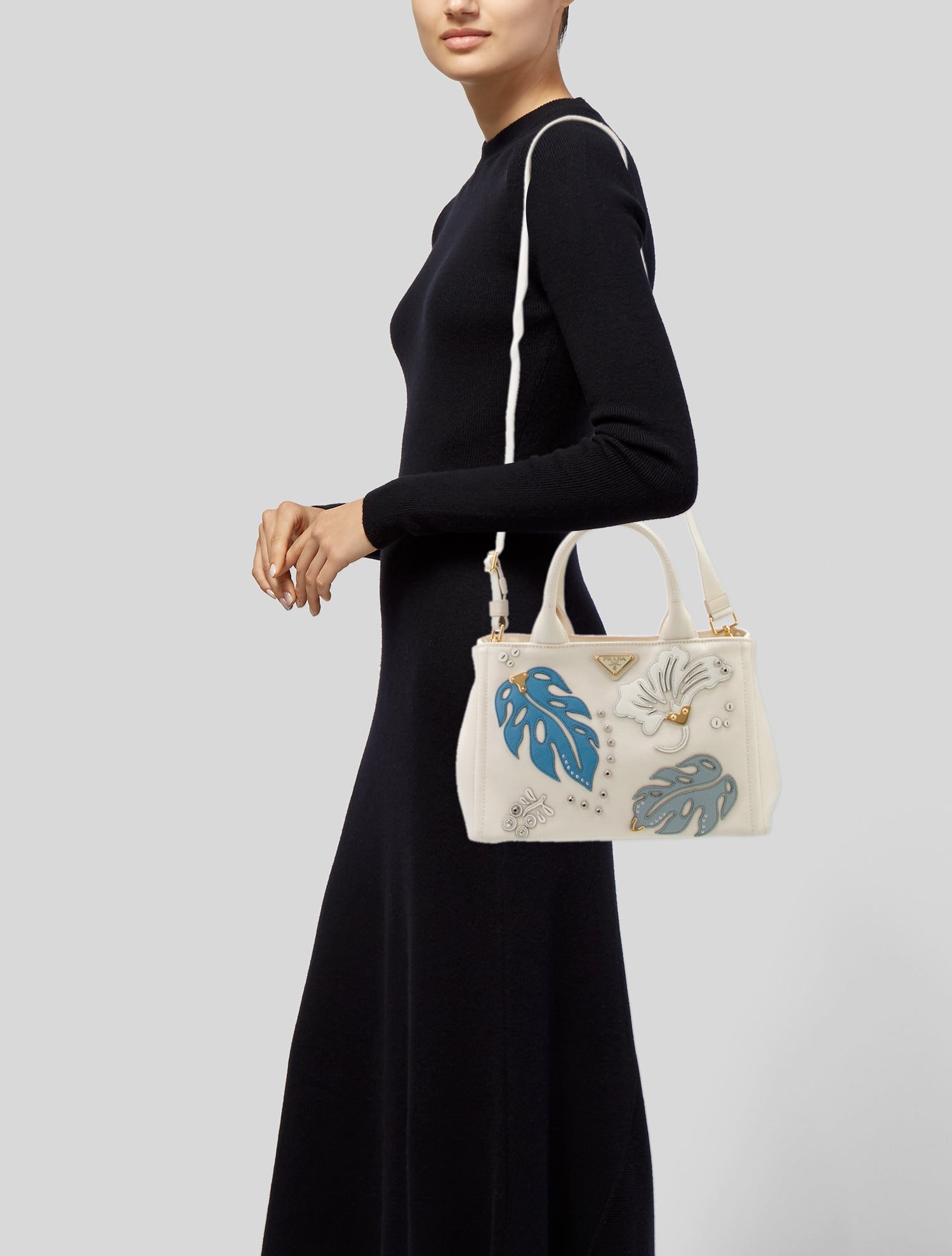 Prada Enameled Metal Triangle Canapa 2 Way