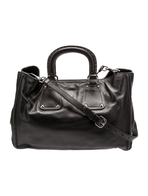 Prada Enameled Metal Triangle Top Handle Bag