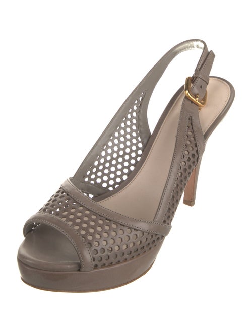 Prada Leather Lasercut Accents Slingback Sandals