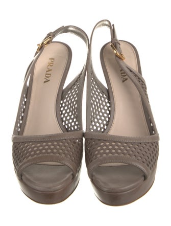 Prada Leather Lasercut Accents Slingback Sandals