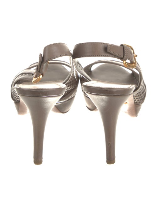 Prada Leather Lasercut Accents Slingback Sandals