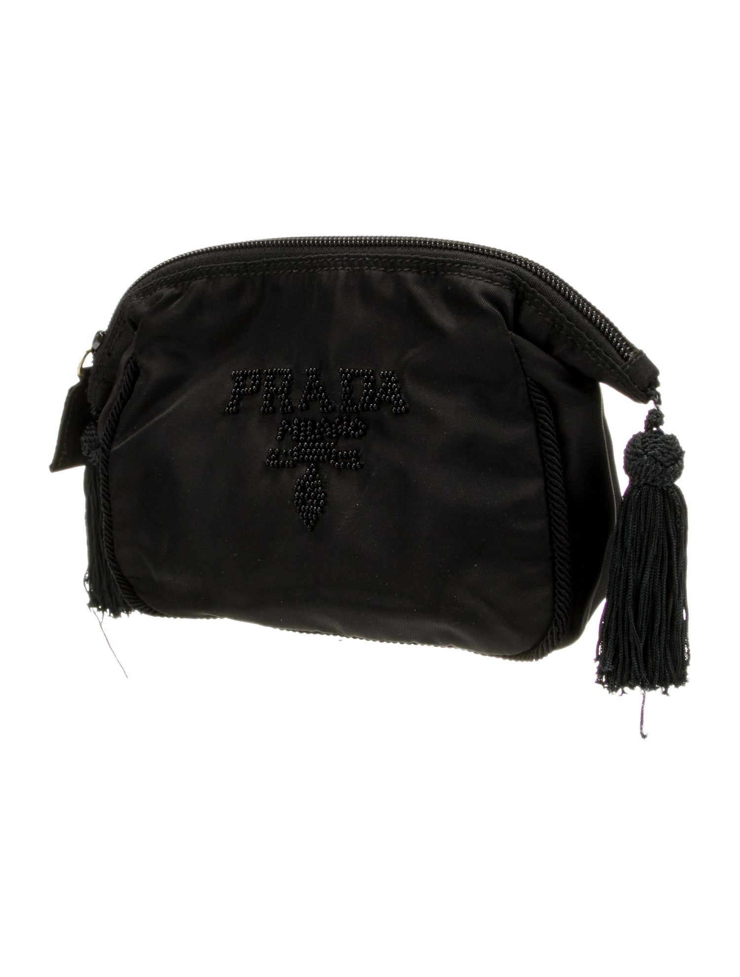 Prada Prada Black Tessuto Nylon Jewel Tassel Pouch