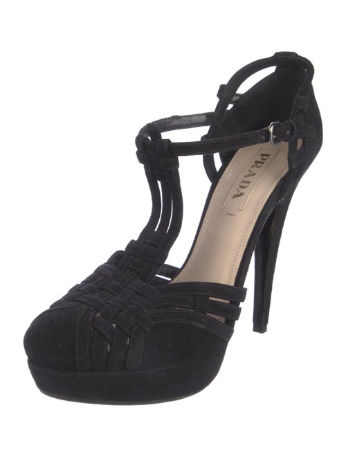 Prada Suede T-Strap Pumps