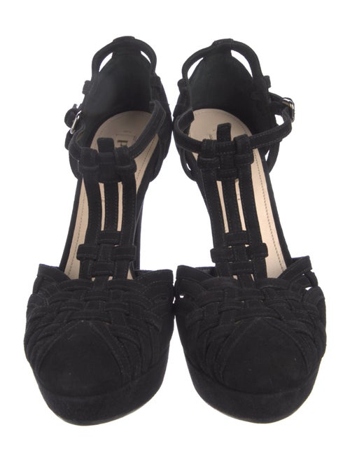 Prada Suede T-Strap Pumps