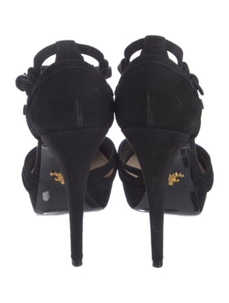 Prada Suede T-Strap Pumps