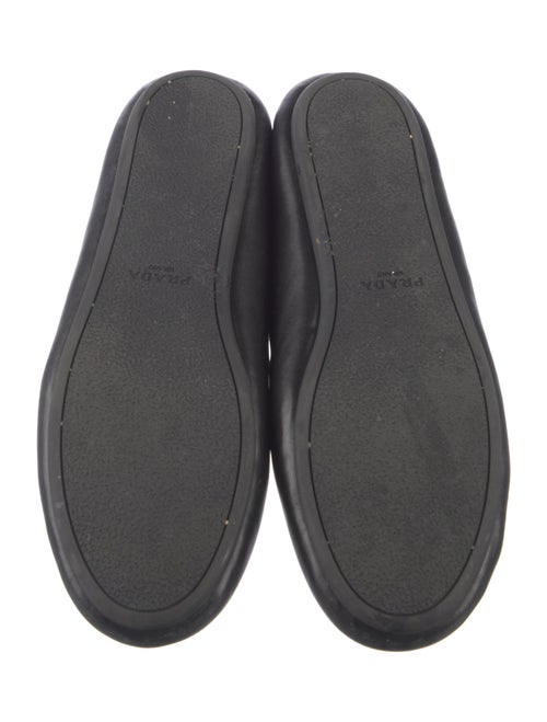 Prada Enameled Metal Triangle Leather Ballet Flats