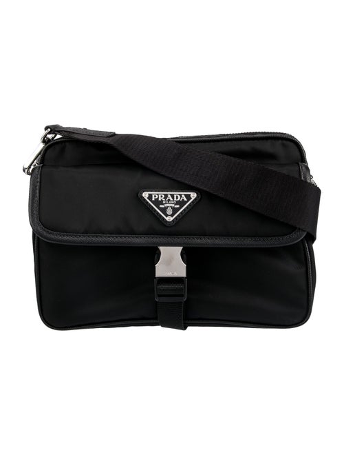 Prada Enameled Metal Triangle Messenger Bag