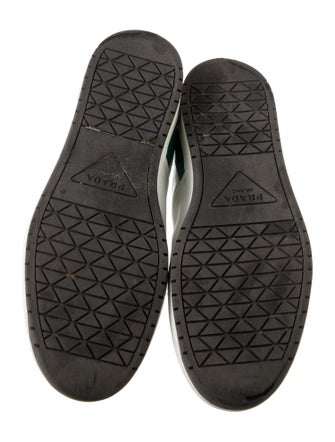 Prada Enameled Metal Triangle Leather Sneakers