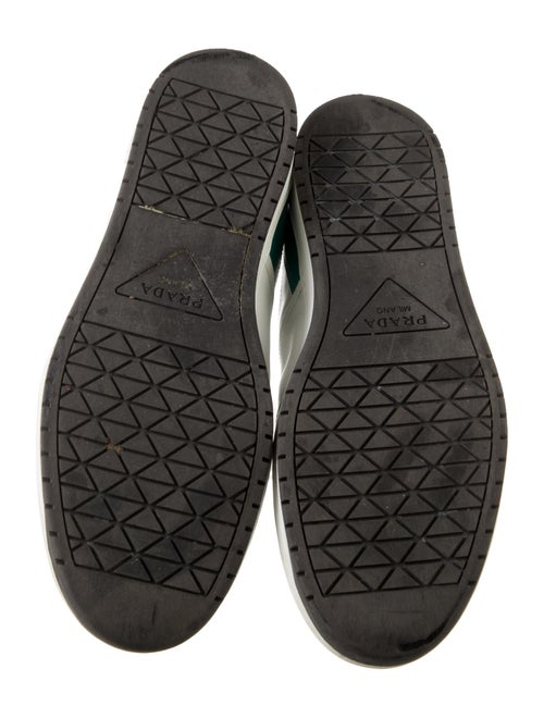 Prada Enameled Metal Triangle Leather Sneakers