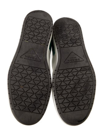 Prada Enameled Metal Triangle Leather Sneakers