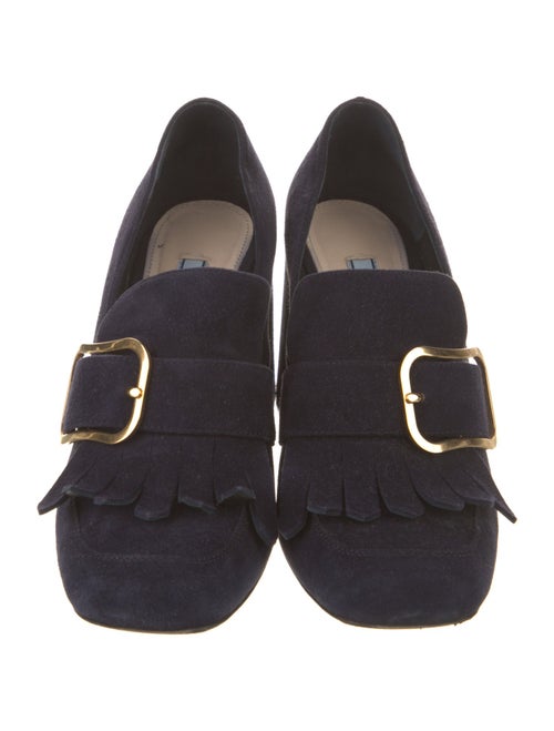 Prada Suede Fringe Trim Accent Pumps