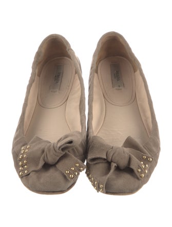 Prada Suede Bow Accents Flats