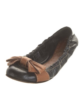 Prada Leather Bow Accents Ballet Flats