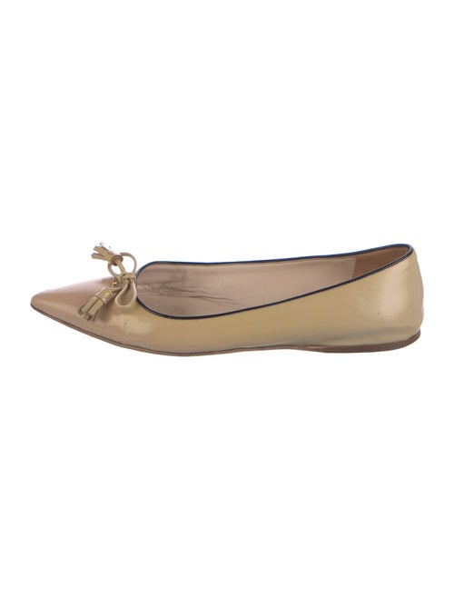 Prada Patent Leather Bow Accents Ballet Flats