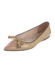 Prada Patent Leather Bow Accents Ballet Flats