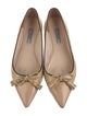 Prada Patent Leather Bow Accents Ballet Flats